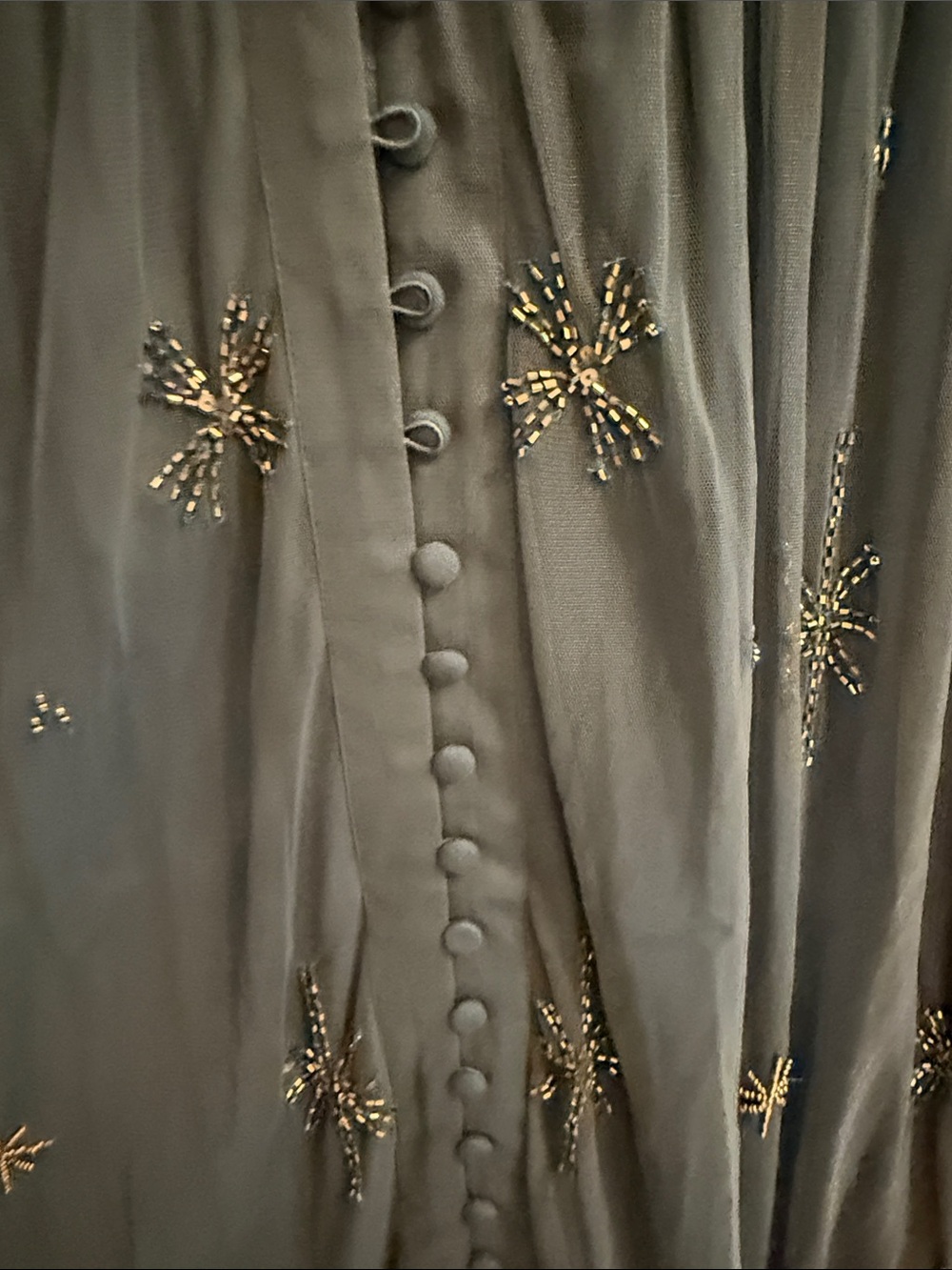 Embellished Blue V-Neck Midi Dress - Picture 6 of 17